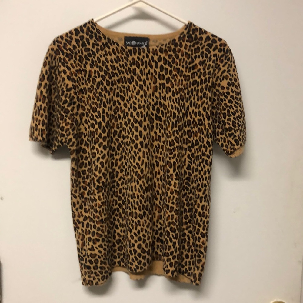 Sag Harbor Leopard Print Light Weight Sweater XL